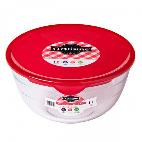 Round Lunch Box with Lid Ô Cuisine Prep&store Ocu Red 1 L 17 x 17 x 9 cm Glass (3 Units) image 2