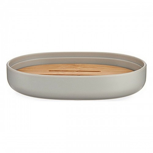 Soap dish Grey Brown Bamboo polypropylene 9,5 x 2,5 x 13 cm (6 Units) image 2