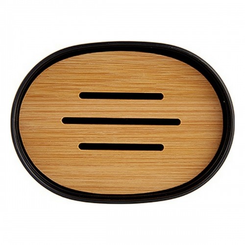Soap dish Black Brown Bamboo polypropylene 9,5 x 2,5 x 13 cm (6 Units) image 2