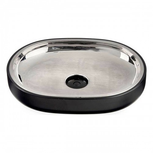 Soap dish Black Stainless steel Plastic 9,5 x 2,5 x 13 cm (6 Units) image 2