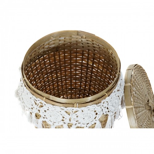 Basket set DKD Home Decor White Natural Bamboo Boho 39 x 39 x 45 cm image 2