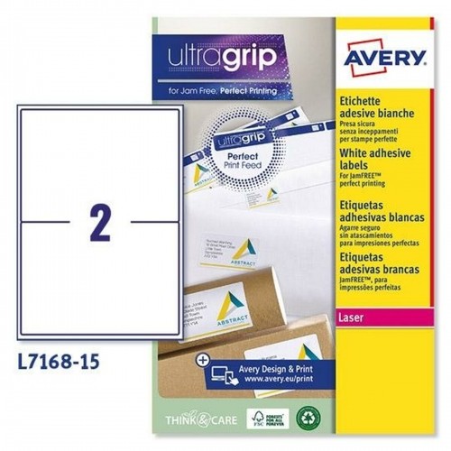 Printer Labels Avery L7168 White 15 Sheets 199,6 x 143,5 mm (5 Units) image 2