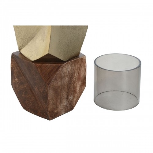 Candleholder DKD Home Decor Brown Golden Aluminium Crystal Mango wood 10 x 10 x 51,5 cm image 2