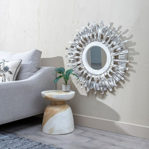 Wall mirror Teak White 80 x 8 x 80 cm image 2