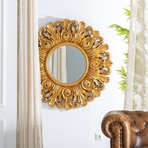 Bigbuy Home Настенное зеркало 108 x 3,5 x 108 cm Стеклянный Позолоченный Деревянный image 2