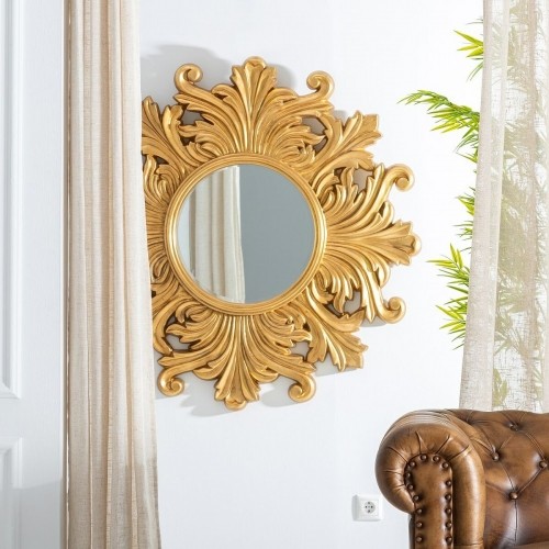 Wall mirror 114 x 4,5 x 114 cm Crystal Golden Wood image 2
