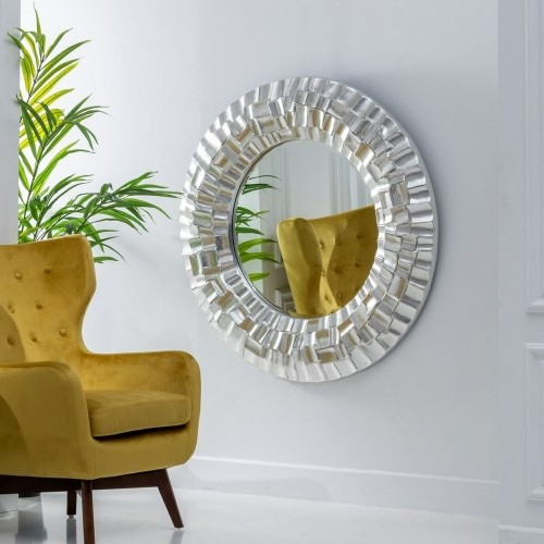Bigbuy Home Sienas spogulis 118 x 10,2 x 118 cm Stikls Sudrabs Poliuretāns image 2