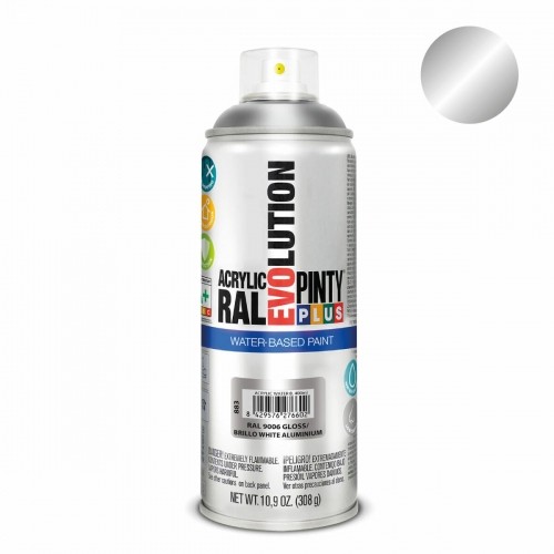Spray paint Pintyplus Evolution RAL 9006 Water based White Aluminium 400 ml image 2