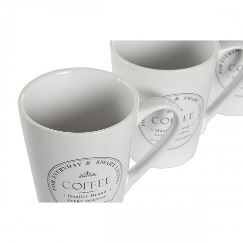 Set of Mugs with Saucers DKD Home Decor White Metal Stoneware 300 ml 14 x 14 x 31 cm 12,5 x 9,5 x 10,5 cm (5 Pieces) image 2