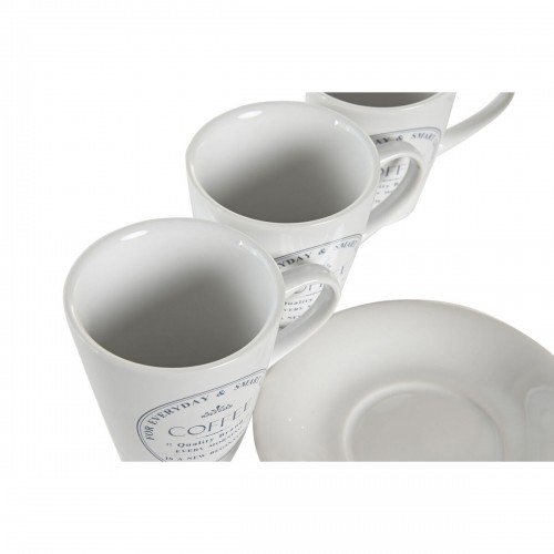 Set of Mugs with Saucers DKD Home Decor White Metal Stoneware 180 ml 12 x 12 x 2 cm image 2
