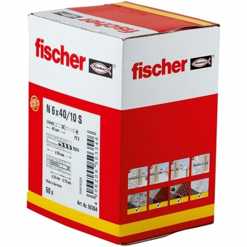 Sienas spraudņi un skrūves Fischer 50354 6 x 40 mm / 10 (50 gb.) image 2