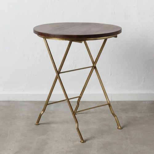 Side table 66 x 66 x 78 cm Golden Wood Brown Iron image 2