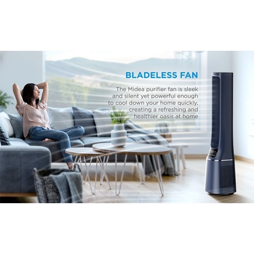Midea Bladeless Fan & air purifier, Smart WiFi, digital with IOT and remote, H13 HEPA filter, 10 speeds, wide oscillation, ION mode, up to 48 m2, timer, INTELLIGENT WIND, sleep mode, Led display image 2