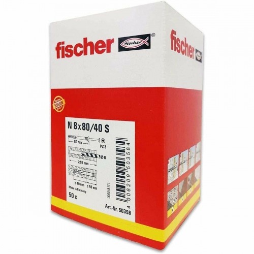 Wall plugs and screws Fischer N-S 50358 countersunk M8 x 80 mm (50 Units) image 2