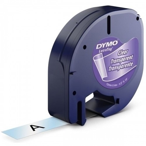 Laminated Tape for Labelling Machines Dymo 12267 12 mm x 4 m Transparent Plastic Black (10Units) image 2