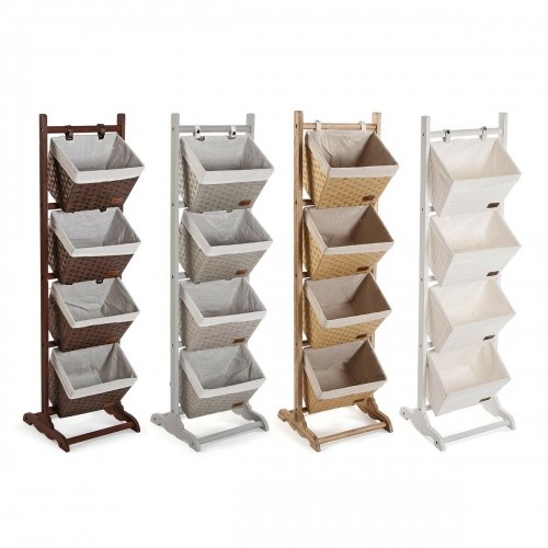 Bathroom Shelves Versa Dark brown 4 Baskets Brown Multicolour Cotton Wood Rattan 35 x 125 x 35 cm image 2