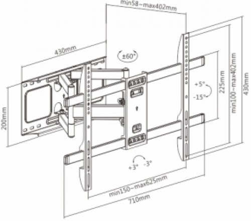 Televizora stiprinājums Gembird Full-motion 37”-80” image 2