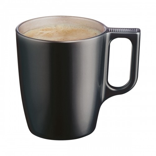 Mug Luminarc Flashy Black 250 ml Glass (6 Units) image 2