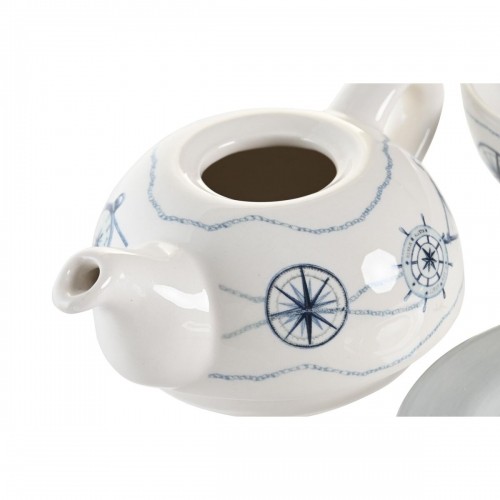 Tea Set DKD Home Decor Blue White 750 ml Dolomite (3 Units) image 2