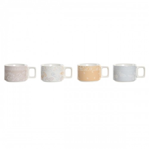 Piece Coffee Cup Set DKD Home Decor Yellow Blue White Red Metal Bamboo Dolomite 260 ml 4 Pieces image 2