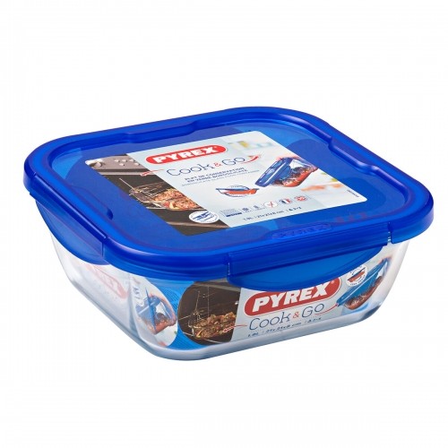 Герметичная коробочка для завтрака Pyrex Cook & go 21 x 21 x 9 cm Синий 1,9 L Cтекло (6 штук) image 2
