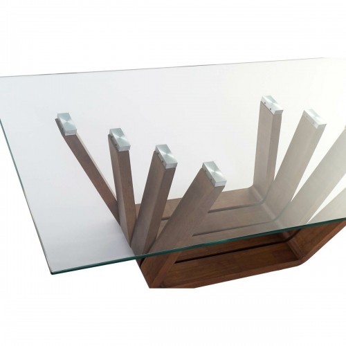 Кофейный столик DKD Home Decor Стеклянный Oрех Алюминий 130 x 70 x 42 cm image 2