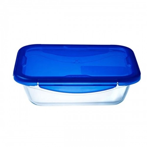 Hermetic Lunch Box Pyrex Cook&go 30 x 23 cm 3,3 L Rectangular Blue Glass (4 Units) image 2