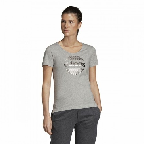 Sieviešu Krekls ar Īsām Piedurknēm Adidas Linear Gaiši pelēks image 2