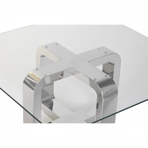 Кофейный столик DKD Home Decor Серебристый Сталь Алюминий Каленое стекло 100 x 100 x 45 cm image 2