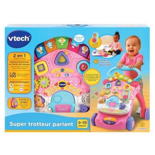 Trīsriteņi Vtech Super Trotteur Parlant 2 En 1 Rose Rozā image 2