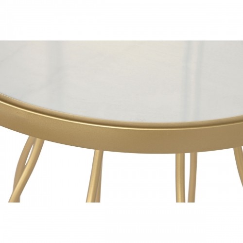 Side table DKD Home Decor White Golden Metal Board 49 x 49 x 60,5 cm image 2