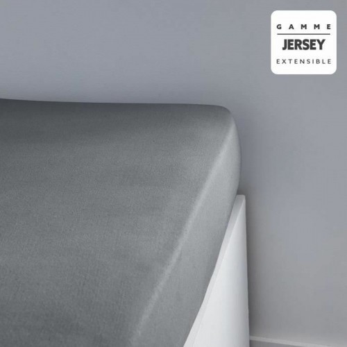 Fitted bottom sheet TODAY Jersey Light grey 90 x 190 cm Grey image 2