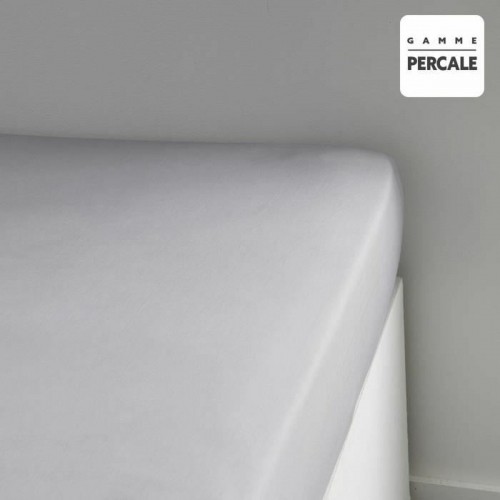 Fitted bottom sheet TODAY Percale Light grey 140 x 200 cm Grey image 2