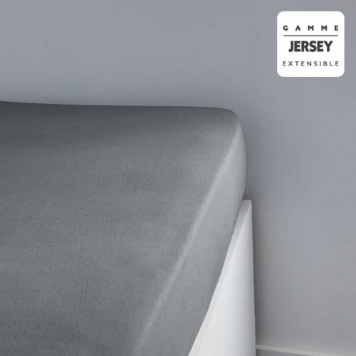 Fitted bottom sheet TODAY Jersey Light grey 160 x 200 cm image 2