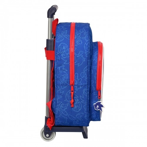 School Rucksack with Wheels Sonic Let's roll Navy Blue 26 x 34 x 11 cm image 2