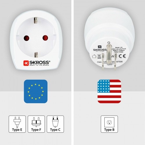 Электрический адаптер Skross 1500203-E Европейская США image 2