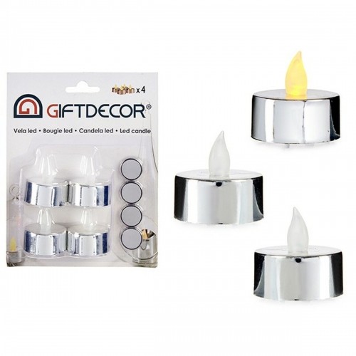 Candle Set 4 x 4 x 3,7 cm Silver (12 Units) image 2