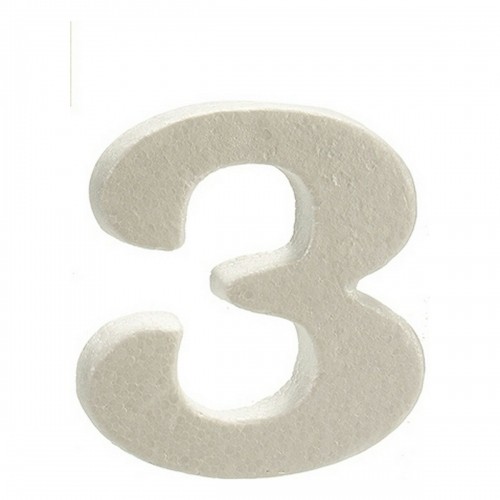 Number 3 White polystyrene 2 x 15 x 10 cm (12 Units) image 2