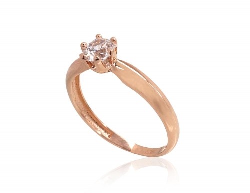 Золотое кольцо #1100935(Au-R)_CZ, Красное Золото 585°, Цирконы, Размер: 19, 1.84 гр. image 2