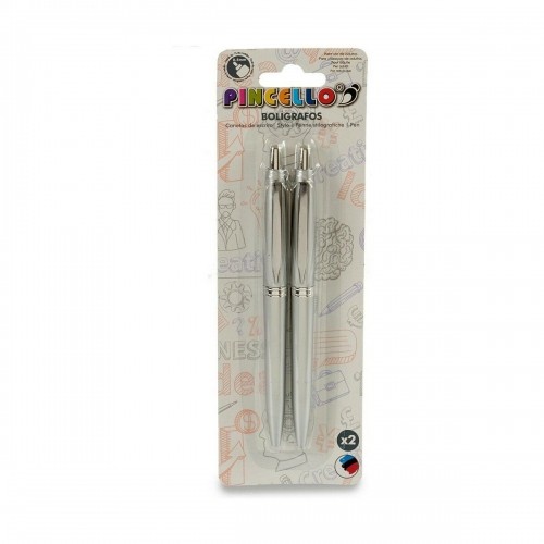 Pincello Lodīšu Pildspalvu Komplekts 0,5 mm Sudrabains Plastmasa (12 gb.) image 2