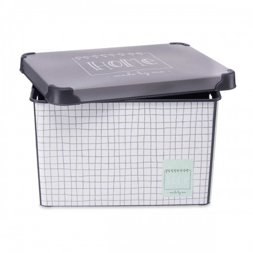 Storage Box with Lid Home Graph paper 22 L Grey Plastic 29 x 23,5 x 39 cm (12 Units) image 2