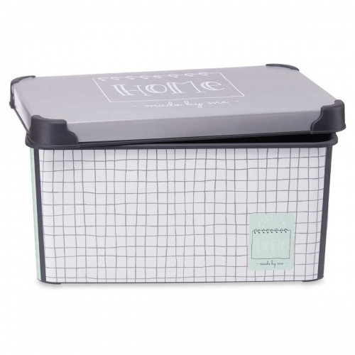 Storage Box with Lid Home Graph paper Grey Plastic 10 L 23,5 x 16,5 x 35 cm (12 Units) image 2