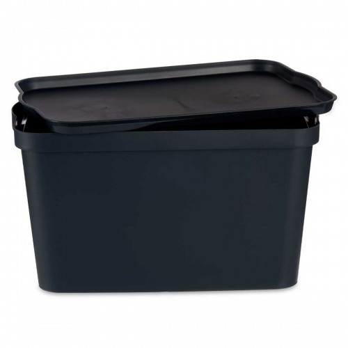 Storage Box with Lid Anthracite Plastic 24 L 29,3 x 24,5 x 45 cm (6 Units) image 2