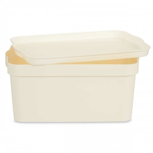 Storage Box with Lid Cream Plastic 7,5 L 21,5 x 14,5 x 32 cm (12 Units) image 2
