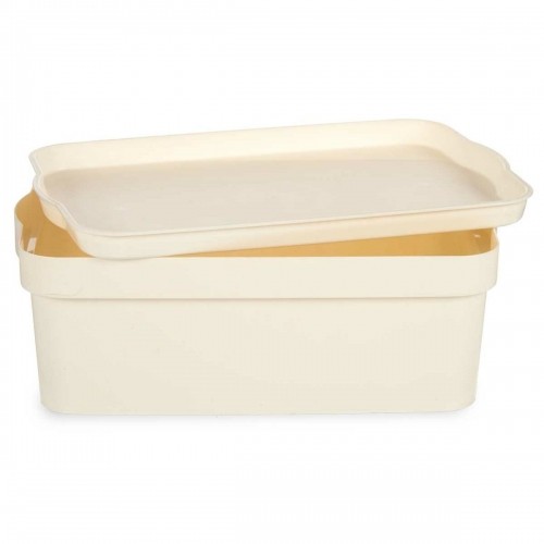 Storage Box with Lid Cream Plastic 6 L 21,5 x 11 x 31,5 cm (12 Units) image 2