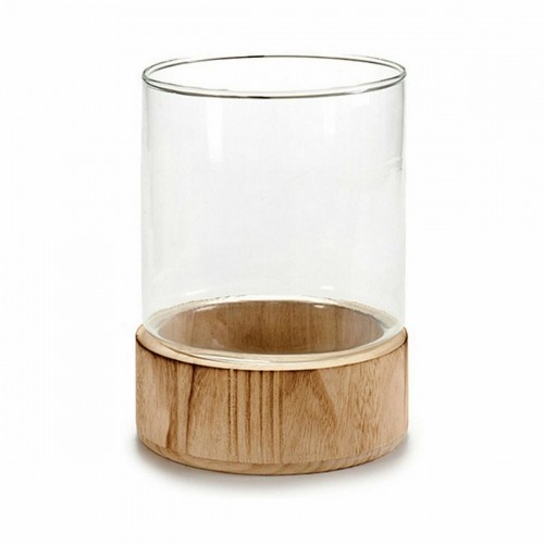 Candleholder Brown Transparent Wood Crystal 14,5 x 19,3 x 14,5 cm (8 Units) image 2