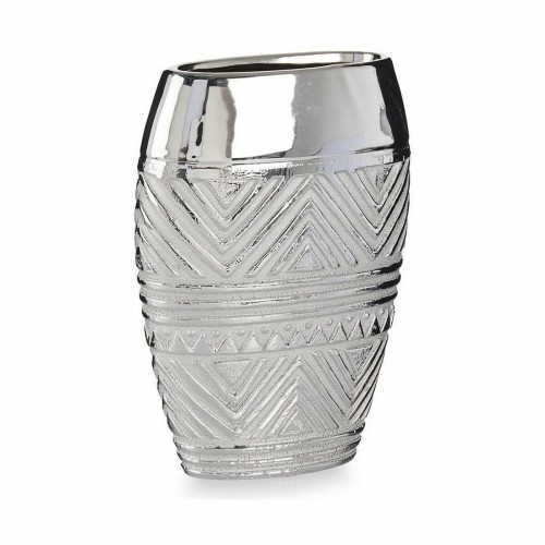 Vase Width Silver Ceramic 9,5 x 26,5 x 19,5 cm (6 Units) image 2