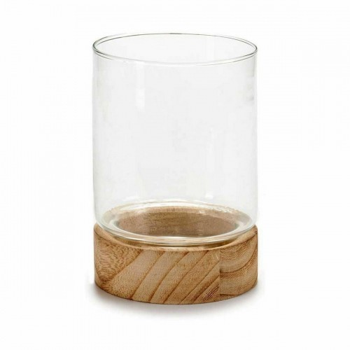 Candleholder Brown Transparent Wood Crystal 11,5 x 16 x 11,5 cm (12 Units) image 2