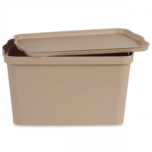 Storage Box with Lid Beige Plastic 24 L 29,3 x 24,5 x 45 cm (6 Units) image 2