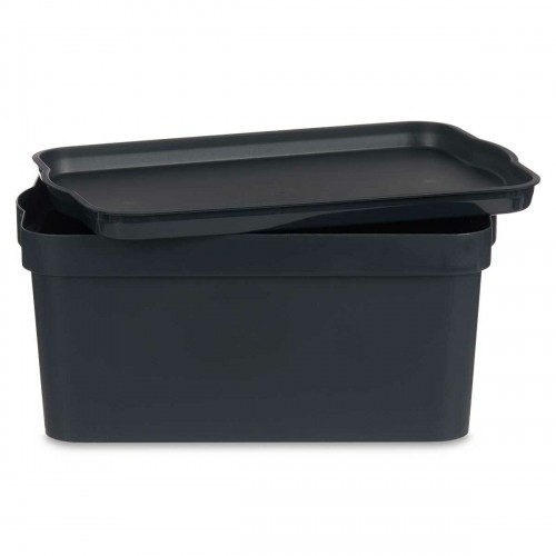 Storage Box with Lid Anthracite Plastic 7,5 L 21 x 14,2 x 32 cm (12 Units) image 2